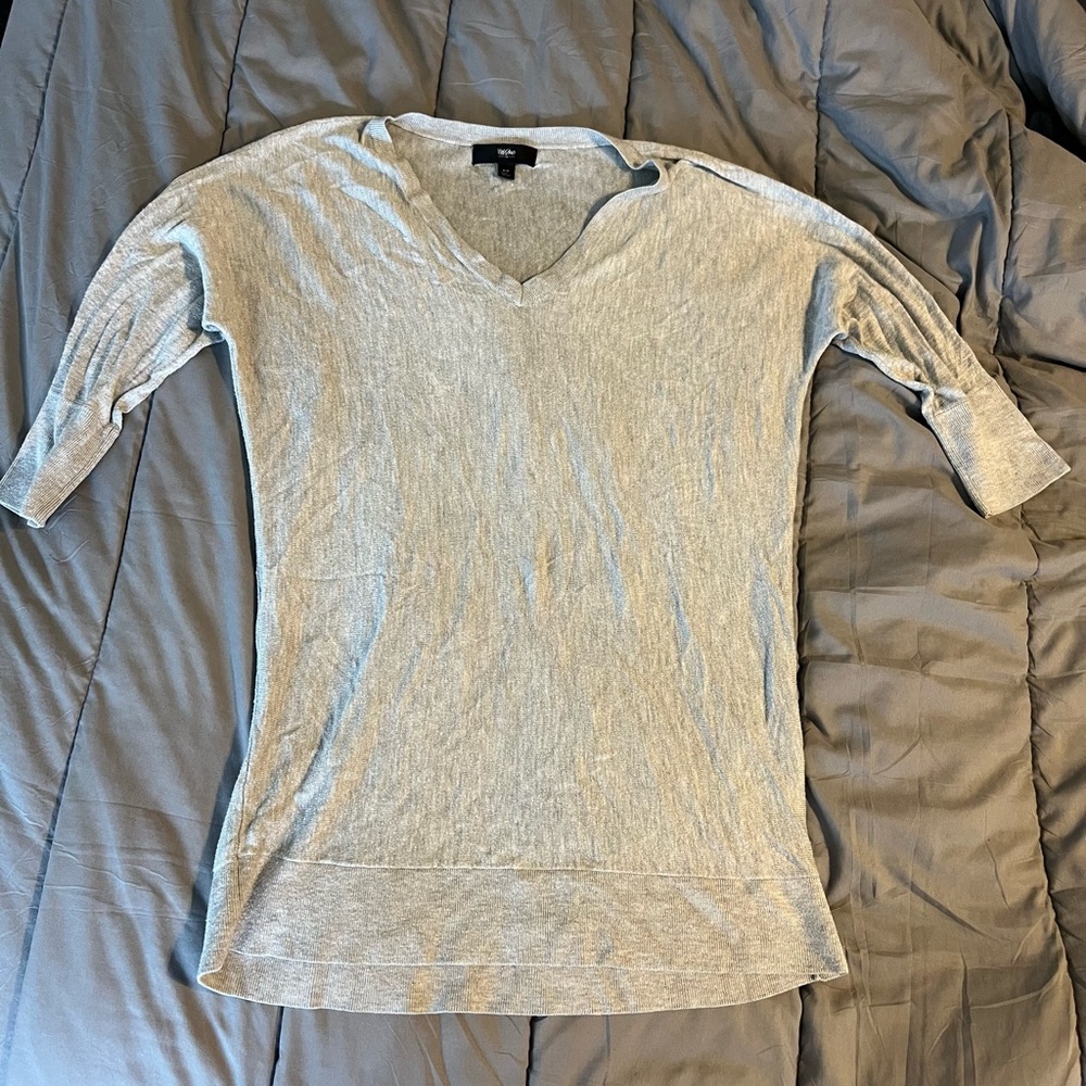 Heather Grey V Neck Sweater